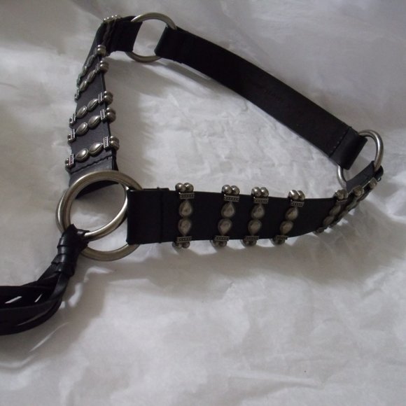 BLACK AND SILVER STRAPPY LEATHER BELT - Picture 14 of 15